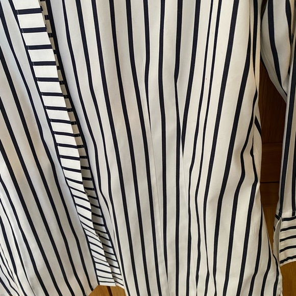 Fox Croft Black White Striped Dress Shirt 4 - Picture 4 of 5